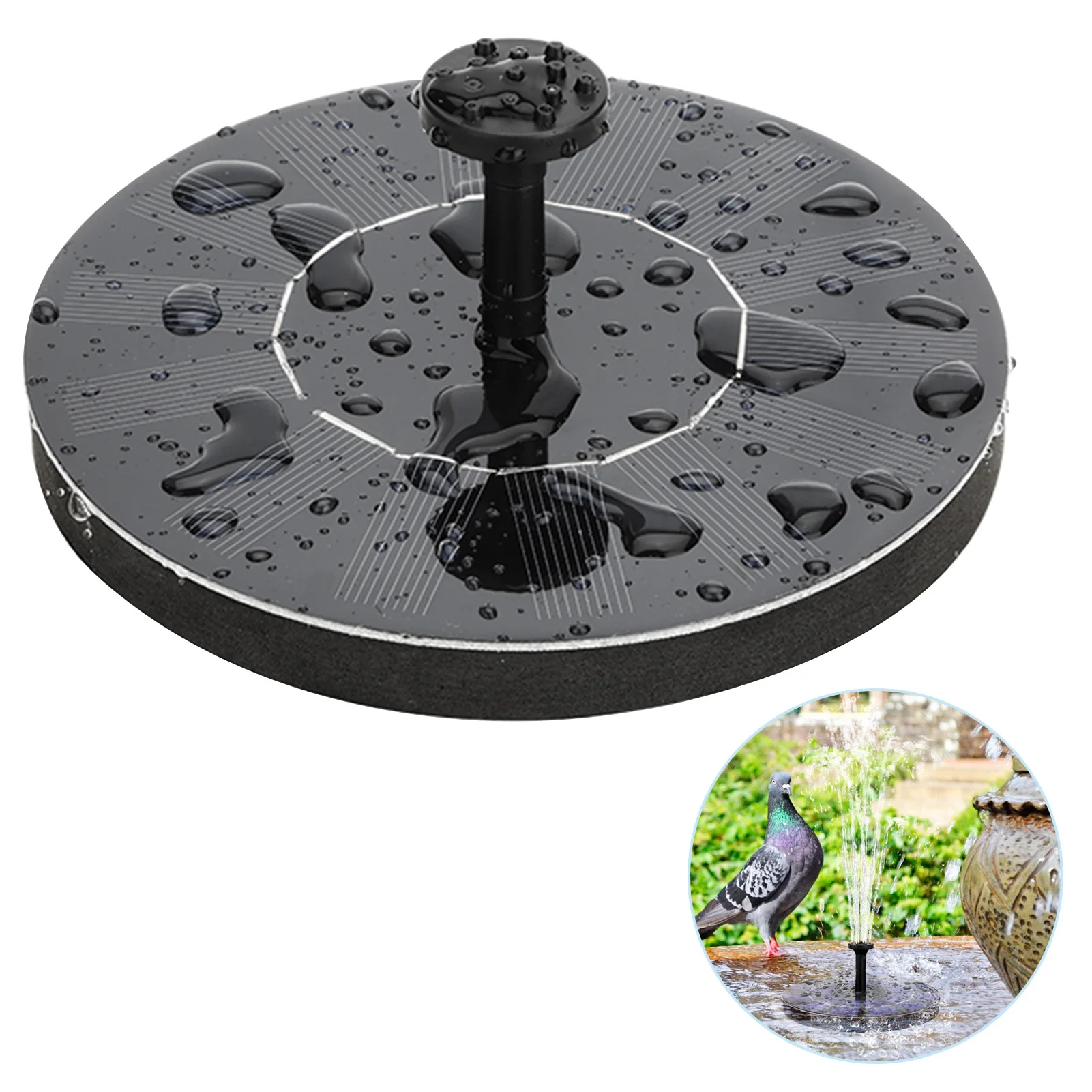 

Fountain Water Pump with 6 Spray Nozzles Solar Powered Water Fountain Floating Pump for Garden Pond Pool Fish Tank Bird Bath