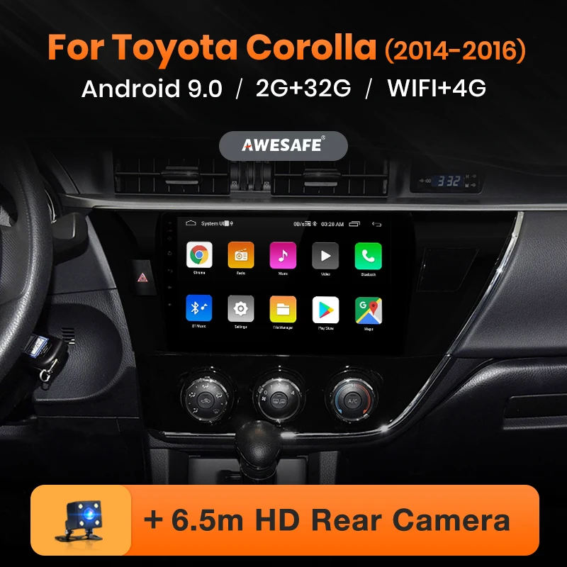 AWESAFE для Toyota Corolla E180 2014 Автомобильный мультимедийный видео плеер GPS DSP No 2din 2 din Android 9