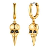 kpop pointed chin skull earring drop earring for women copper gold color for sensitive ears fashion jewelry gift party