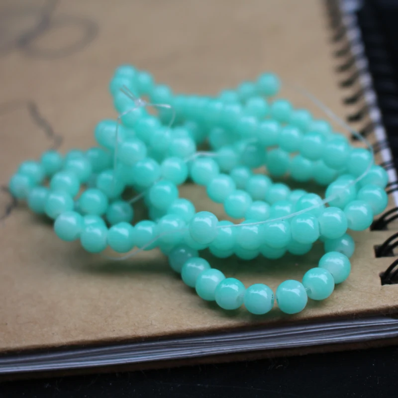 130 шт. 6 мм круглые бусины просто голубого цвета модные для браслетов сережек