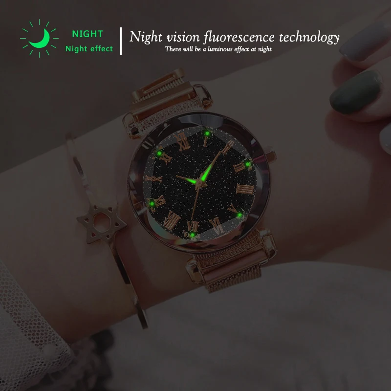 Хит продаж женские сетчатые часы с магнитной пряжкой роскошные кварцевые