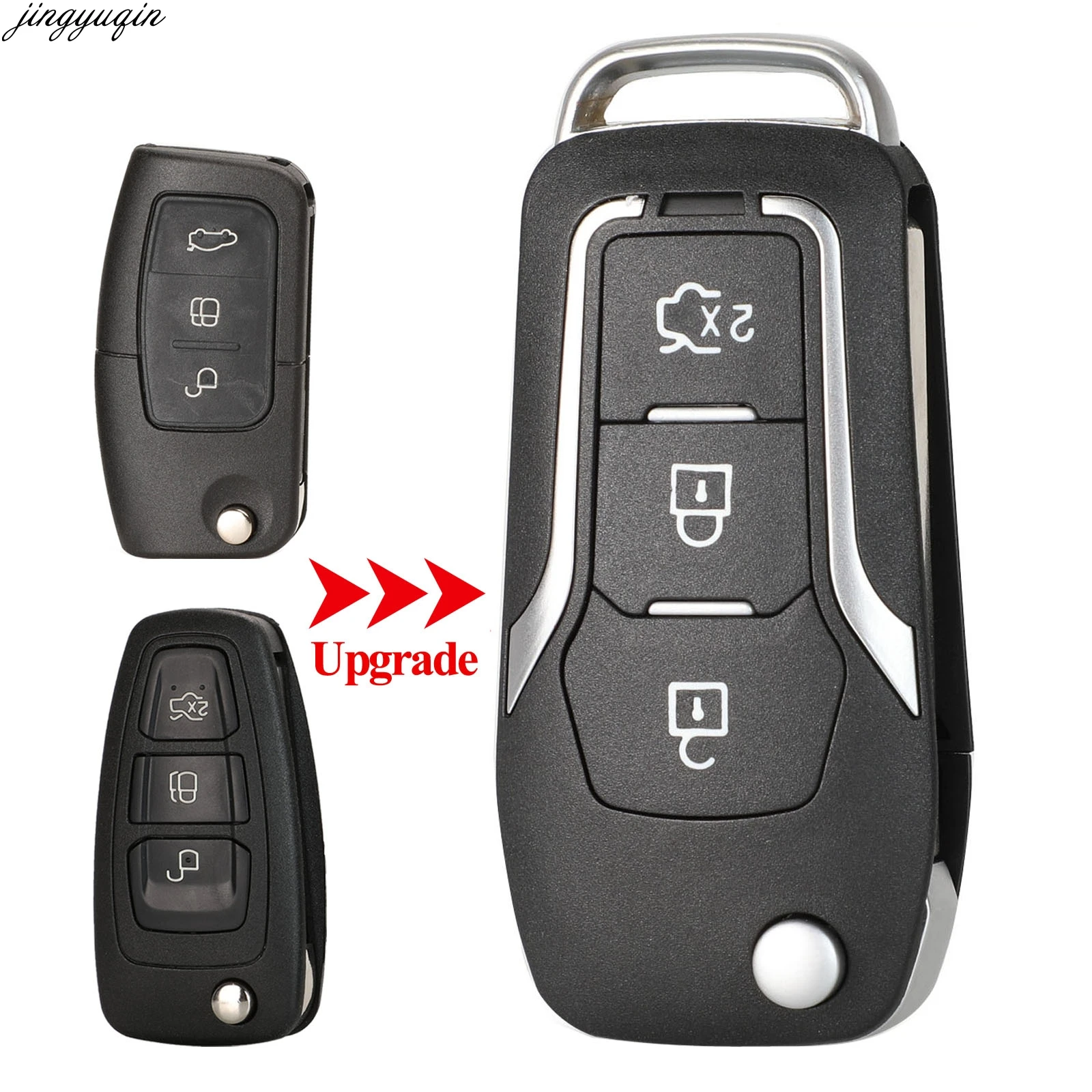 

Jingyuqin 3 Buttons Filp Remote Modified Car Key Shell for Ford Mondeo Focus Fiesta C Max S Max Galaxy Keyless Entry Fob