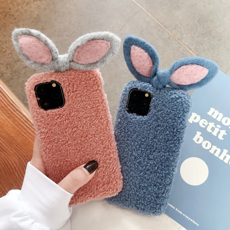 Милый плюшевый чехол для телефона с рисунком iphone 7 8 plus X Xs Max XR 11 pro max Модный зимний
