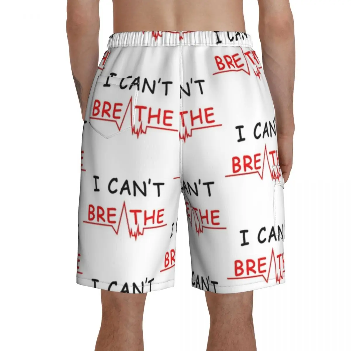 

I Cant Breathe Board Shorts Men Beach Swimming Trunks Polyester Funny Swim Trunks