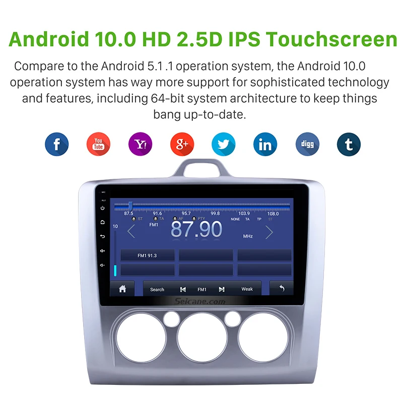 $90.20 Seicane 9 “ Android 10.0 Car Radio For ford focus EXI MT 2 3 Mk2 2004 2005 2006 2007 2008 2009-2011 2Din GPS Multimedia Player