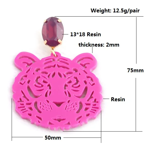 Висячие серьги NeeFu WoFu с головой тигра большие из смолы длинные аксессуары для