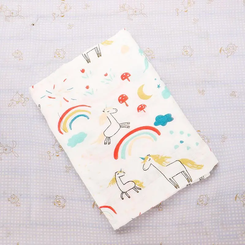 Муслиновое одеяло s Baby wrap Play коврик Фламинго Единорог принт животных детское хлопковое постельное белье полотенце для новорожденных Пеленание Одеяло