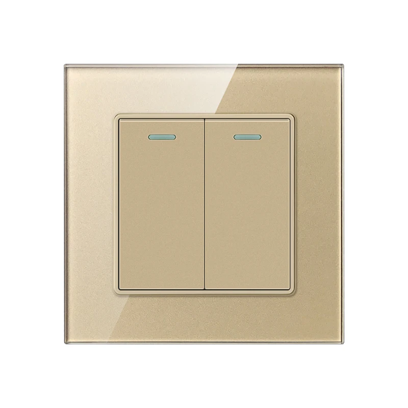 

KAMANNI Push Button Switch Gold Luminous Fluorescent Strip Crystal Glass Panel 1/2/3/4 Gang 1/2 Way Luxury Modern Wall Switches
