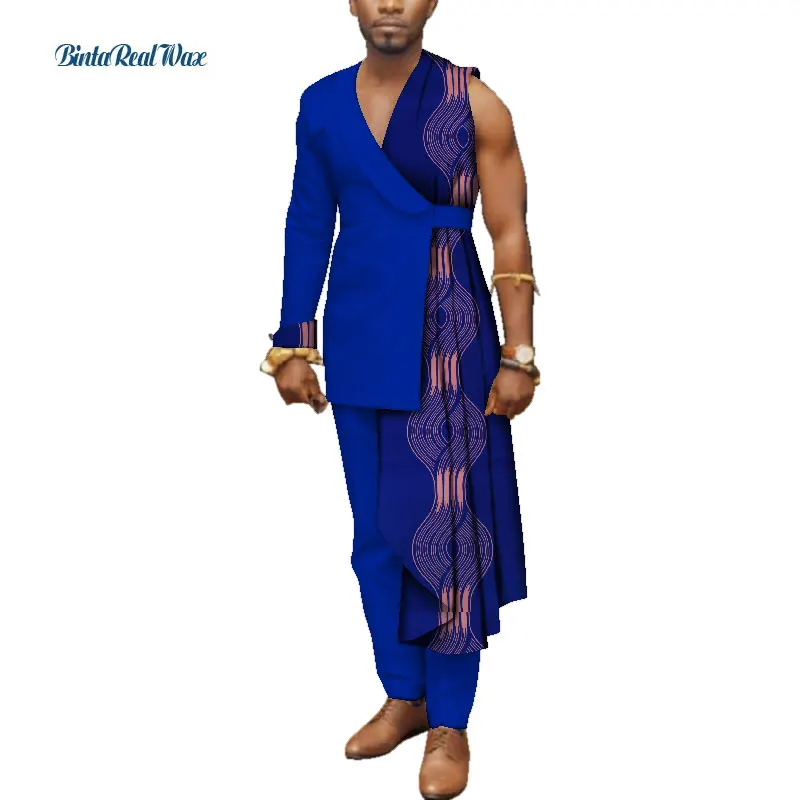 Специальный заказ Мужская африканская одежда Bazin Riche лоскутный топ на одно плечо