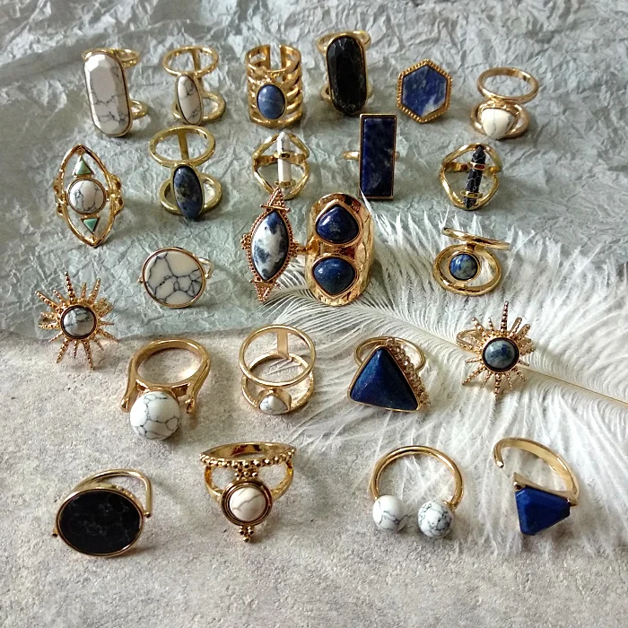 Женские Геометрические кольца в стиле ретро нерегулярный натуральный камень Spar