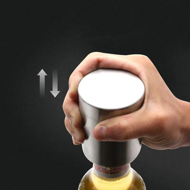 1pcs Magnetic Automatic Bottle Opener Stainless Steel Push Down Wine Beer Openers remover Bar Supplies Kitchen Tool Accessories - купить по