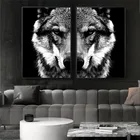 Черно-белая голова волка, современный скандинавский декор, животные, настенные художественные картины на холсте, плакаты и принты, картины для гостиной
