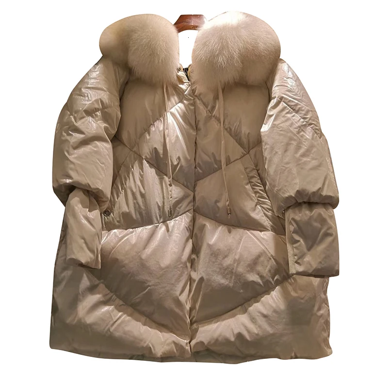 TWOTWINSTYLE лоскутный мех Drawstring женское хлопковое пальто с круглым вырезом Фонарь длинный рукав молния толстые парки женские зима