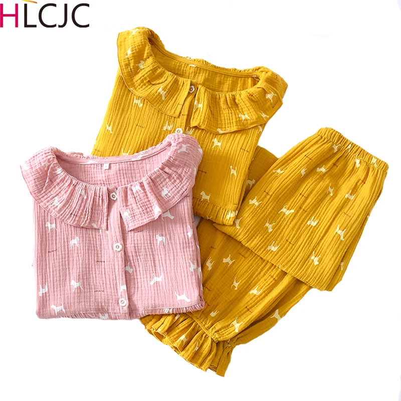 Пижама женская с длинным рукавом и круглым вырезом|Комплекты пижам| |