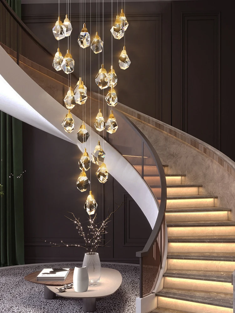 

YOOGEE Modern LED Crystal Pendant Light for Dining Room Diamond Stainless Steel Copper Hanging Kitchen Island Lamp Fixtures