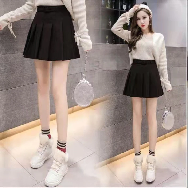 

Casual Korean Harajuku Women Empire Skirt Vintage Vogue Sashes Female Mini A-line Skirts Office Lady High Waist Above Knee Skirt