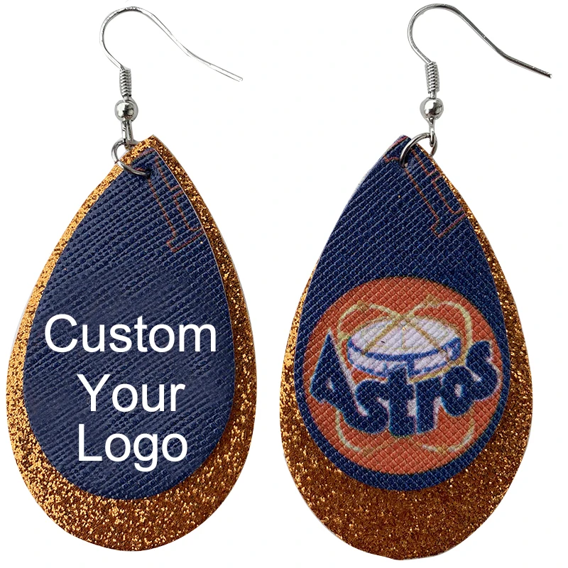 

Новинка! В наличии двойные блестящие серьги из искусственной кожи для фанатов футбола Многослойные серьги в форме капли командного духа