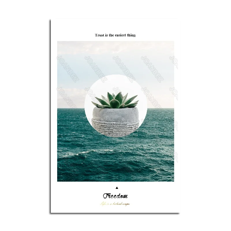 

Modern Sea Surface with Wood Landscape Pattern Fresh White Background Poster Wall Wallpaper Living Room Furniture Art Triple