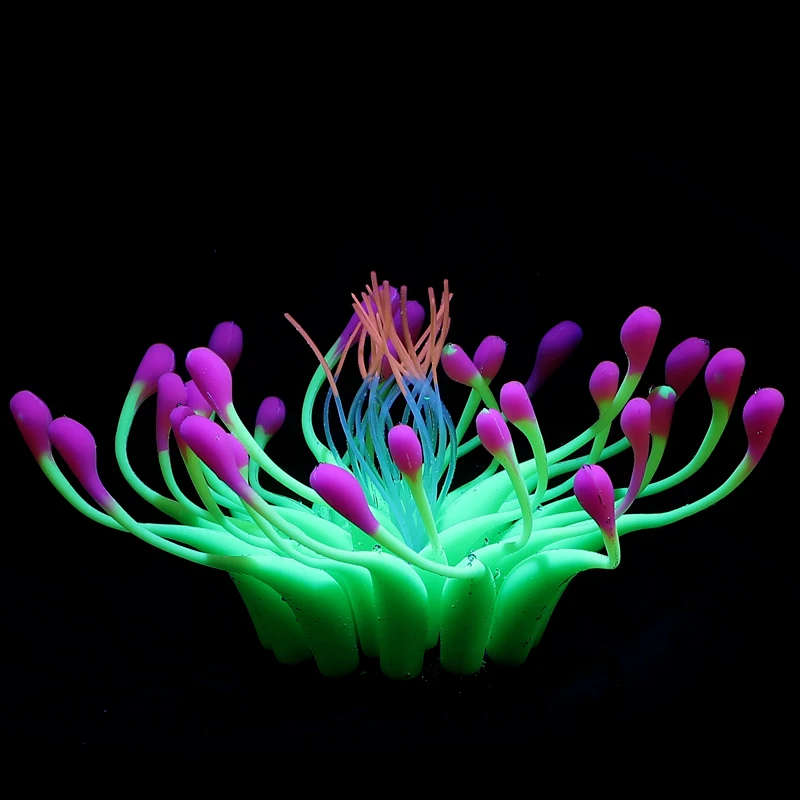 

Aquarium Glow Decorations Artificial Glowing Effect Coral Seaweed Plants Ornaments for Fish Tank Decorations Glowing Silicone