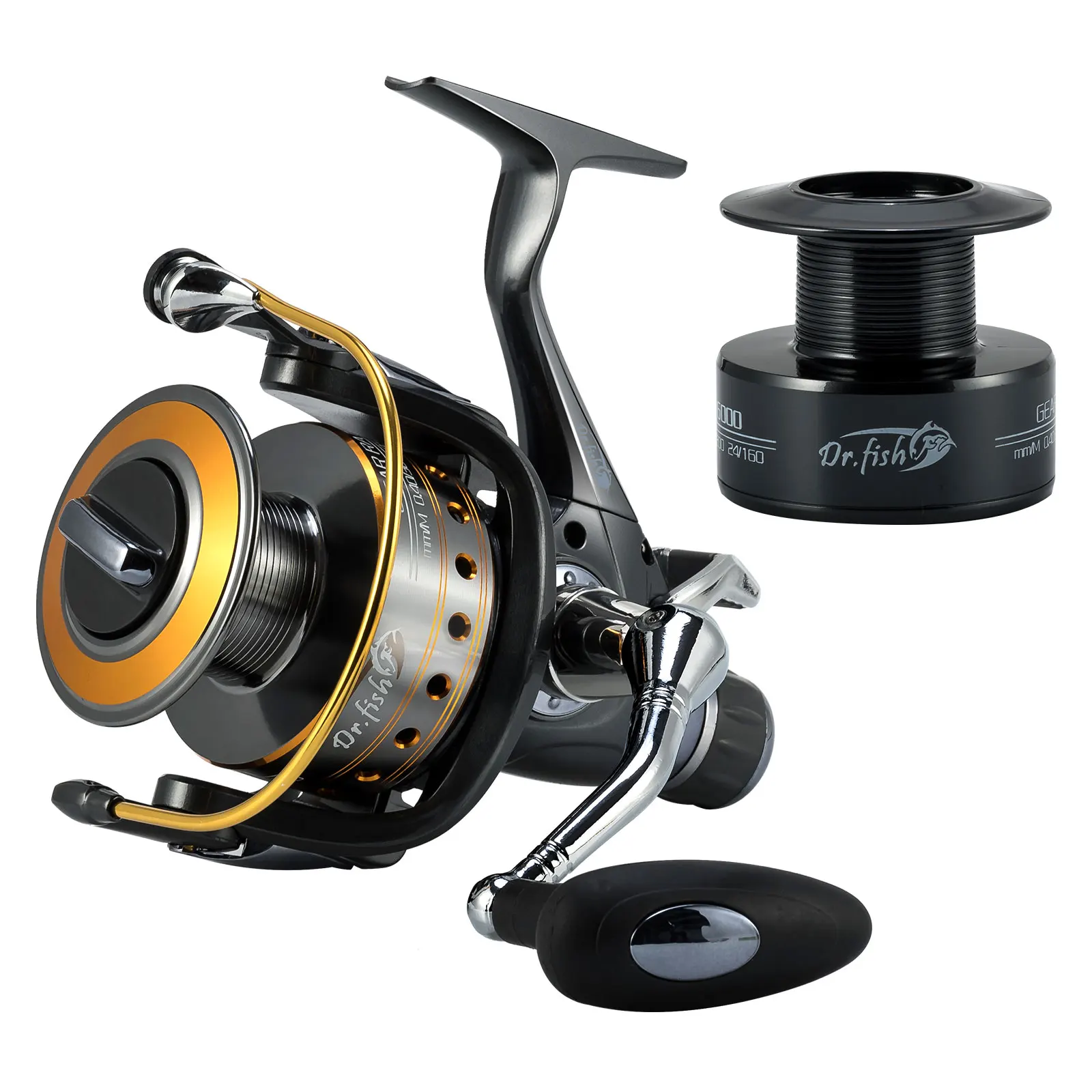

Dr.Fish Carp Fishing Spinning Reel Baitfeeder 10+1BB 5.1/5.5:1 Max Drag 15kg Carbon Fiber Spare Spool Saltwater Reel Catfish