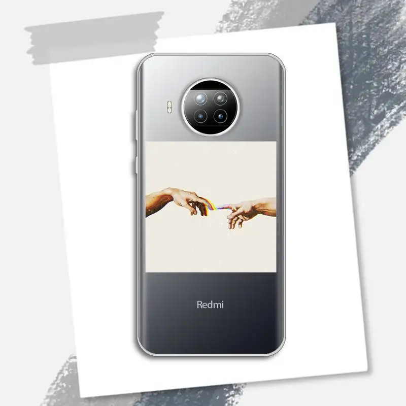 

Art Abstract Paintings fingers Phone Case Transparent for Xiaomi Redmi note 10 t 8 9 pro lite 11 luxury shell cover