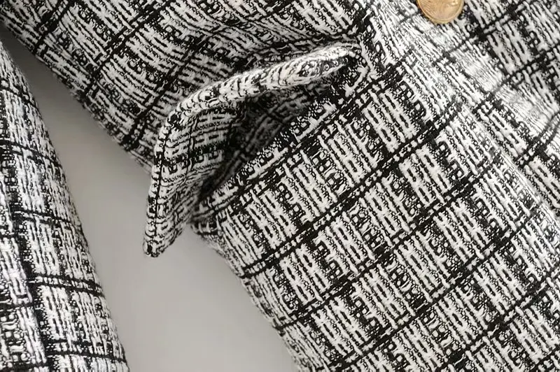 Bella philosophy Women New Double Breasted Blazers Jackets Vintage Zipper Female Tweed Sets Street Wear Suits Casual OL Bottoms