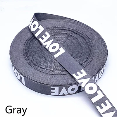 Gray Meetee, 8 метров, 25 мм, нейлоновая тесьма, цветная печать, кружевное полотно для сумки, ремень, пояс, сделай сам, декор одежды, лента, аксессуары для шитья - Цвет: Gray