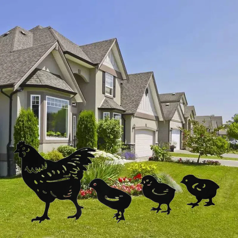 

1/4PCS Chicken Yard Art Chicken Family Garden Acrylic Animals Stakes Ornaments Home Simulation Lawn Decor Garden Chicken Gift