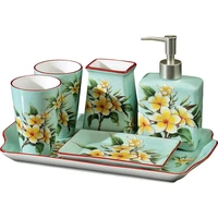 bathroom set ceramic liquid soap dispenserdish toothbrush holder gargle cups tray 5 piece wedding gifts birthday present new