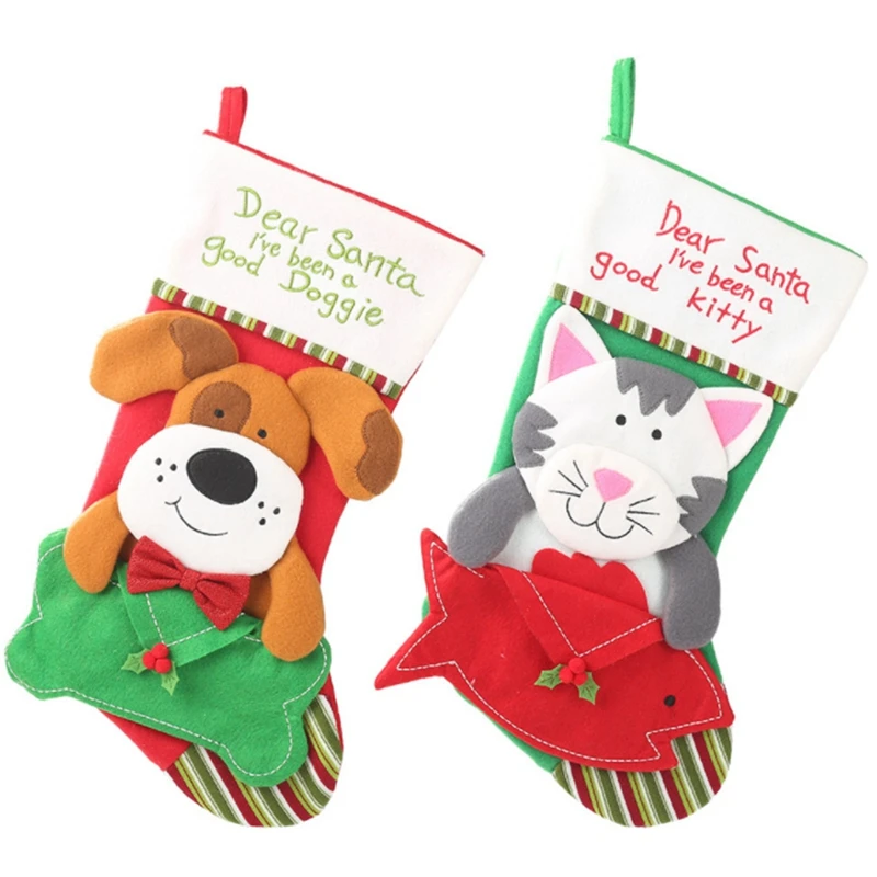 Рождественские чулки для домашних животных 2 упаковки рождественских чулок