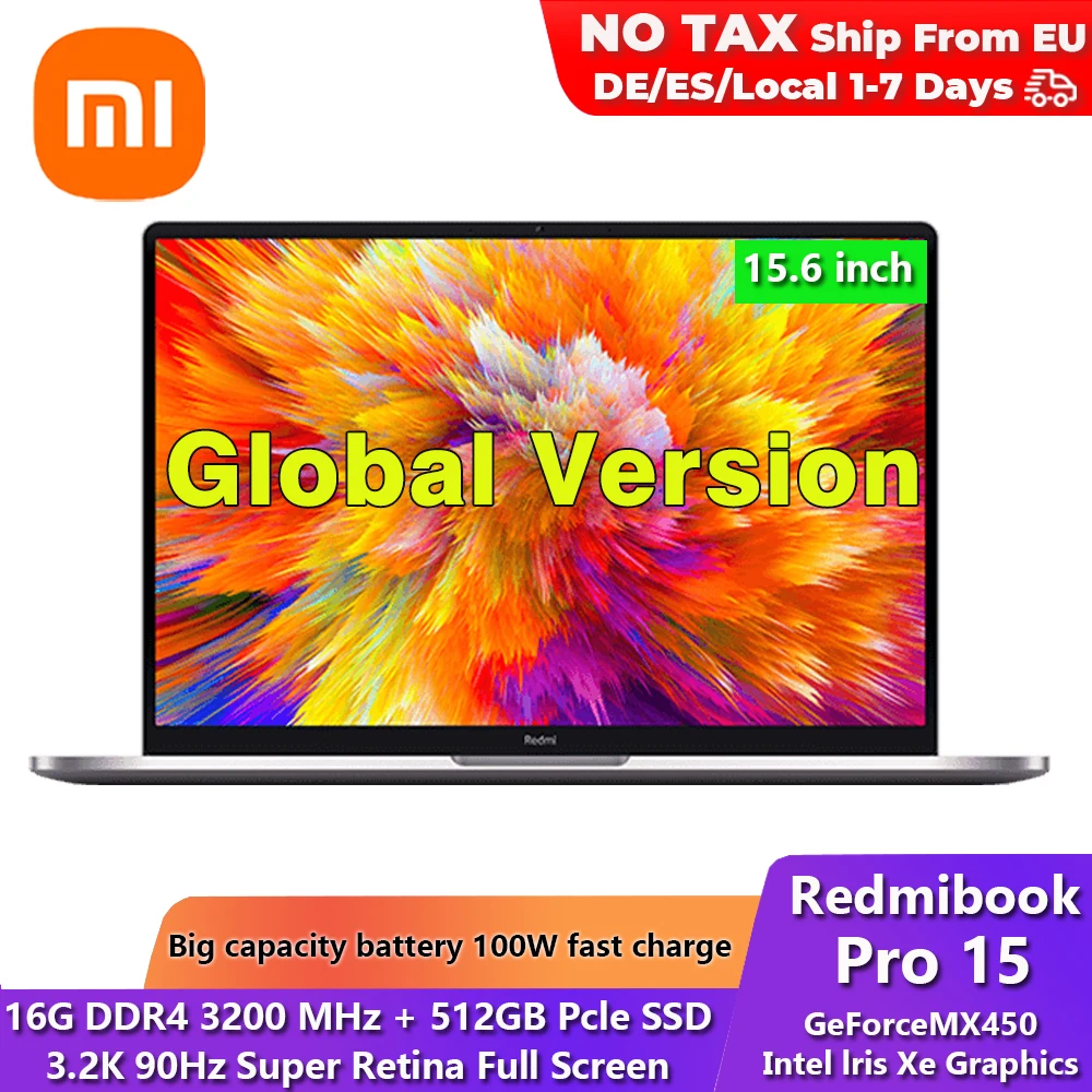 Новый оригинальный ноутбук Xiaomi RedmiBook Pro 15 Intel Core I7/i5 16 ГБ 512 MX450 Mi Notebook 6 дюймов