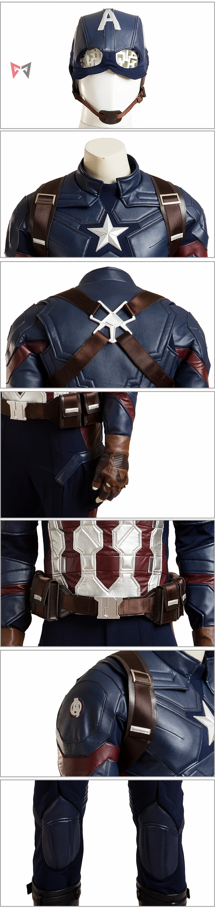 Капитан Америка: Civil War косплей Капитан Америка Косплей, карнавальный костюм Хэллоуин супергерой мужской кожаный костюм на заказ