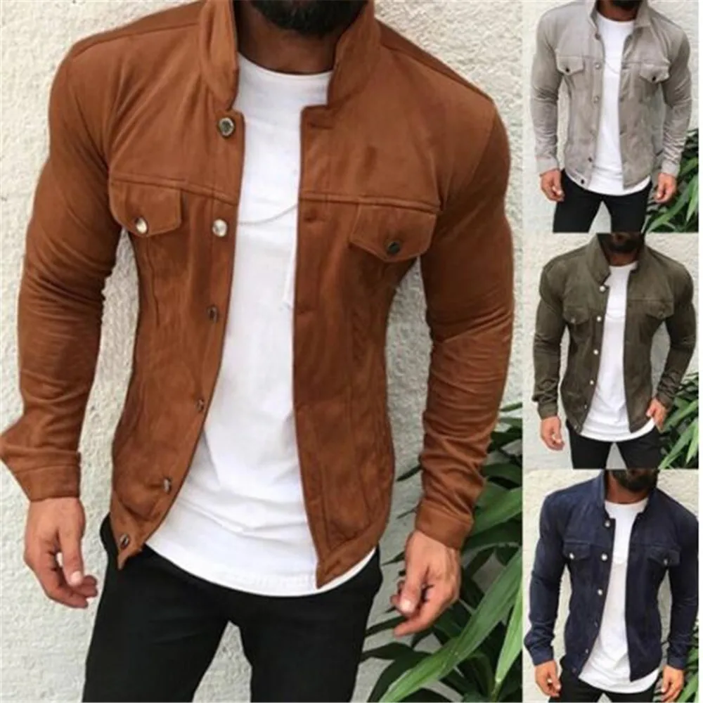 

European American Spring Autumn New Men's Slim Tooling Casual Jacket Fashion Coat Outwear