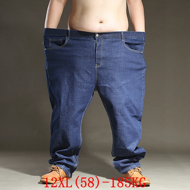 Large size men's jeans 185KG plus size 9XL 10XL 11XL 12XL autumn and winter pants large stretch straight 50 54 56 58 black jeans