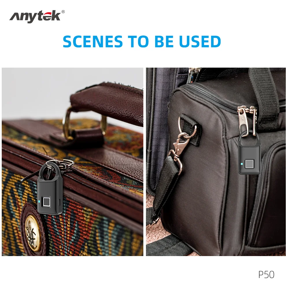 

Anytek Smart Keyless Fingerprint Lock Zinc Alloy Anti Theft Security Padlock USB Rechargeable Luggage Case Cabinet Lock
