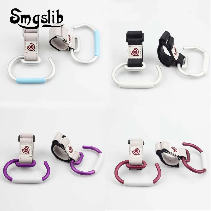 

2pcs Baby Stroller Hooks Kids Pushchair Pram Hanger Carabiner Shopping Bag Clip Rotatable Hook With Strap And Hook Stroller bag