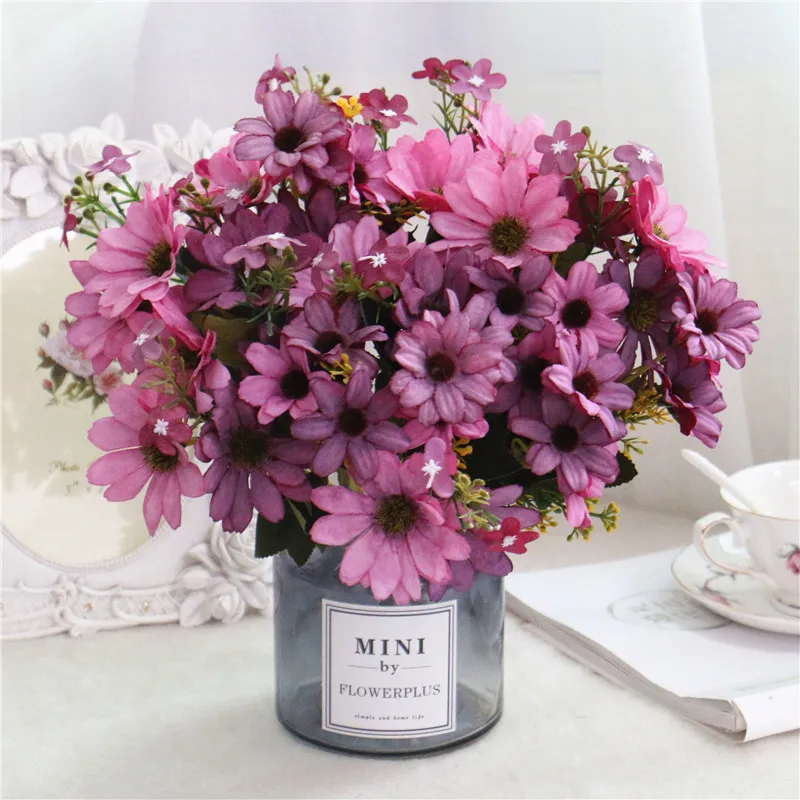 9 веток 25 головок Искусственные цветы ромашки Сделай Сам свадебный домашний