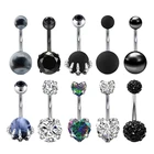 Кольцо Ombligo для пирсинга пупка с циркониевым камнем, украшение для живота в стиле панк, ювелирное изделие из хирургической стали, подарок унисекс