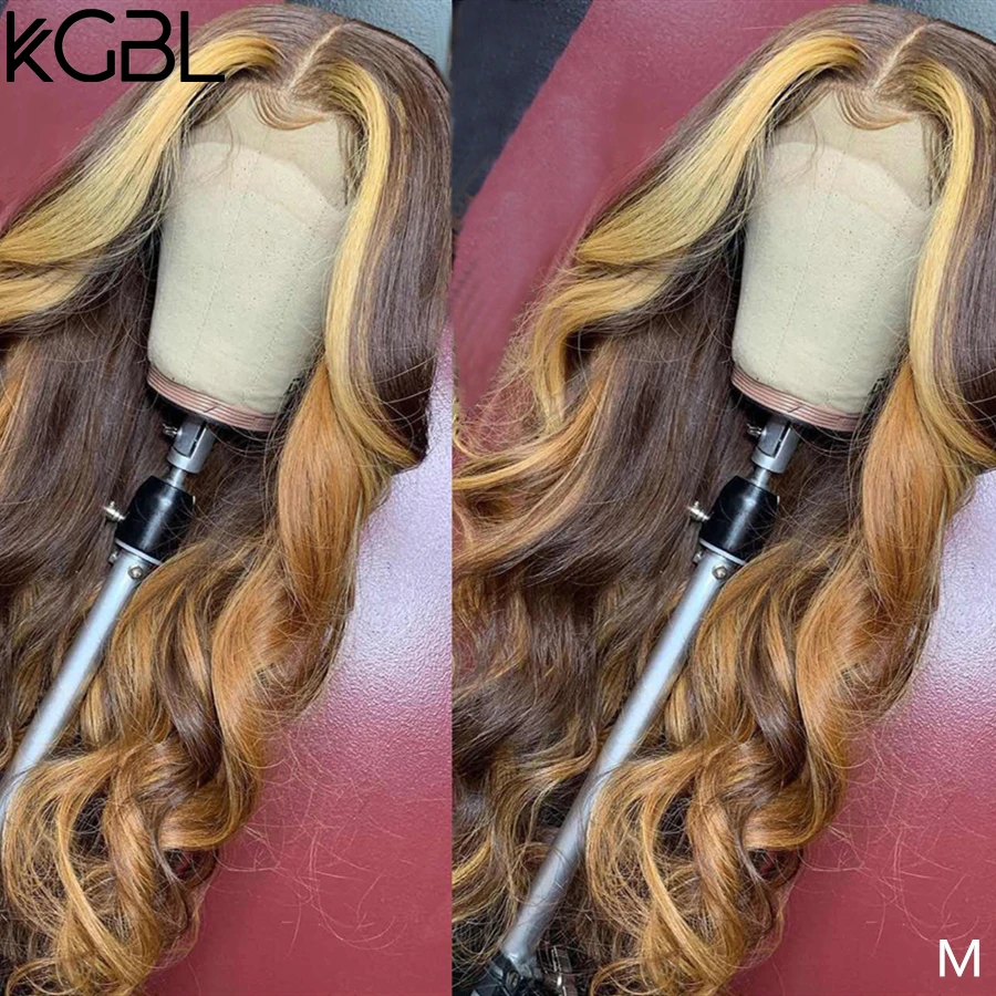 KGBL 13*6 Ombre волнистые человеческие волосы на фронте с волнистым кружевом парик