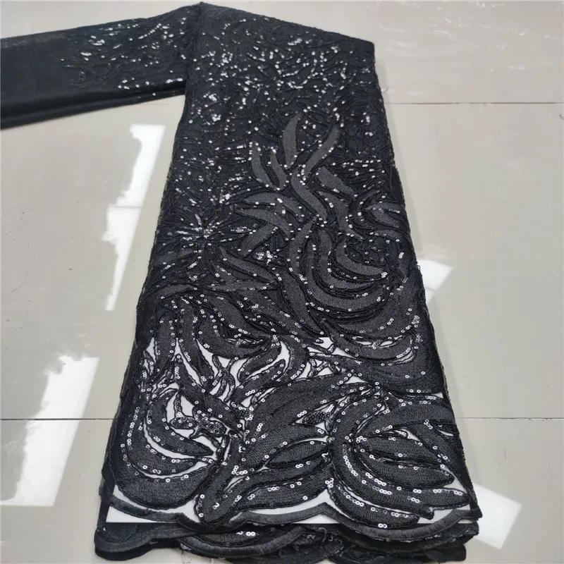 

Последняя африканская черная кружевная ткань с блестками Фиолетовый 2020 французская кружевная ткань вышивка тюль кружева для вечерние плат...