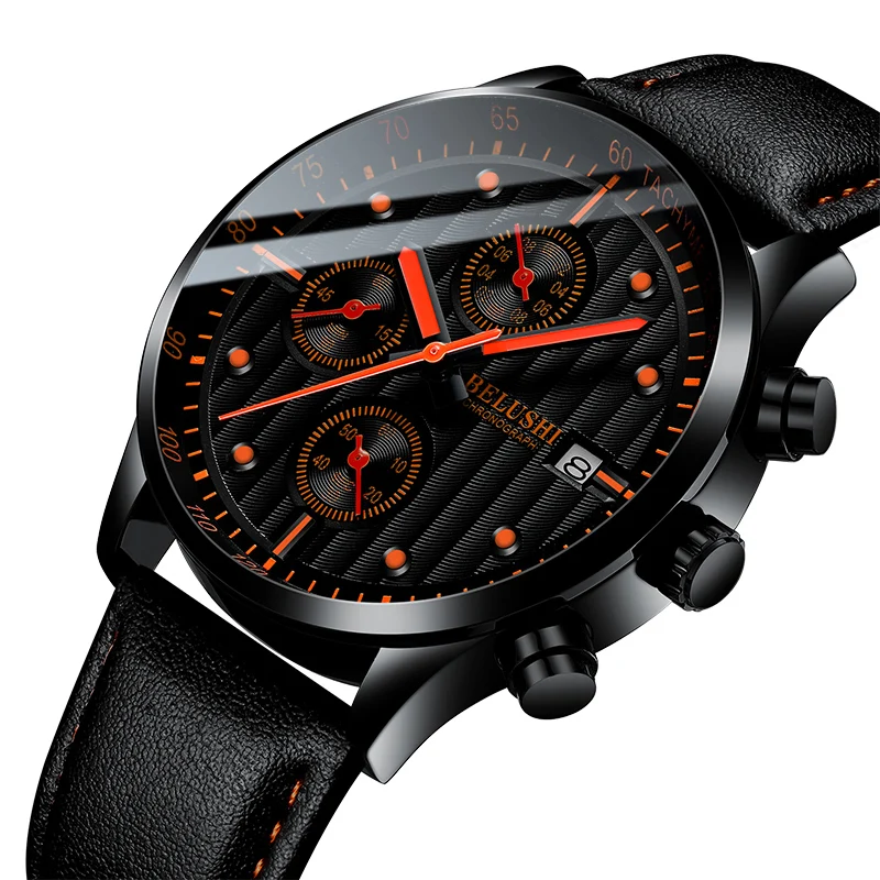 

Men's Watch Luxury Fashion Chronograph Sports Watch Men's Business Waterproof Luminous Leather Quartz Clock Relogio Masculino