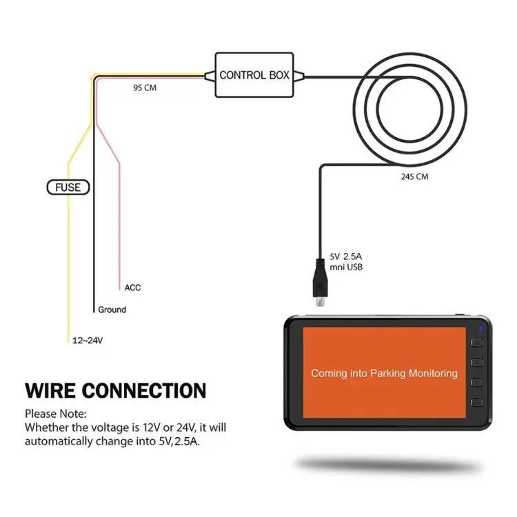 RUCCESS комплект с жестким проводом Mini USB 12 В 24 В до 5 В 2.5A Автомобильный USB кабель с автоматической зарядкой для автомобильного видеорегистратора видеорегистратор gps автомобильный адаптер