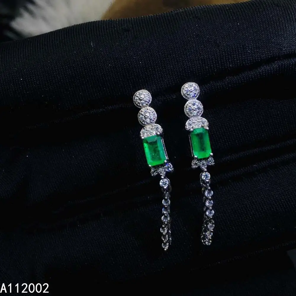 KJJEAXCMY fine jewelry natural Emerald 925 sterling silver women earrings new Ear Studs support test luxury noble