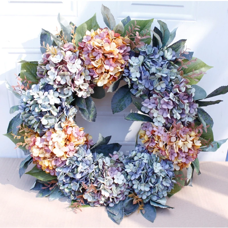 

Hydrangea wreath Rattan Ging Decoration Photography Props Wedding Wreath Flower Christmas Garland Home door Decoration N7MB
