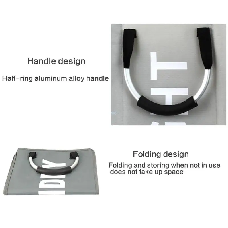 

Foldable Laundry Basket Hamper Sorter Oxford Cloth Dirty Clothes Storage Bag with Aluminum Handle Children Toy Organizer