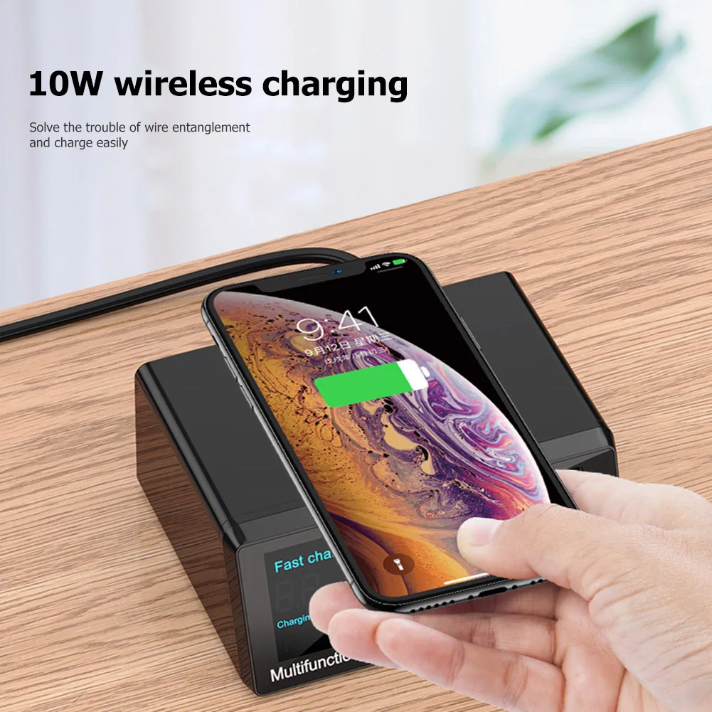 x9 100w 8 port usb charger hub pd quick charge 3 0 adapter led digital display desktop charging station wireless charger free global shipping