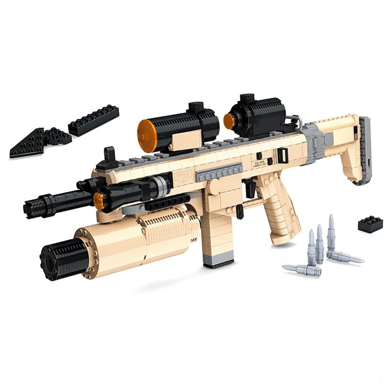 

AUSINI 767pcs Children's Educational Building Blocks Assembled Toy Gun Police Super Armaments Compatible with L 22002