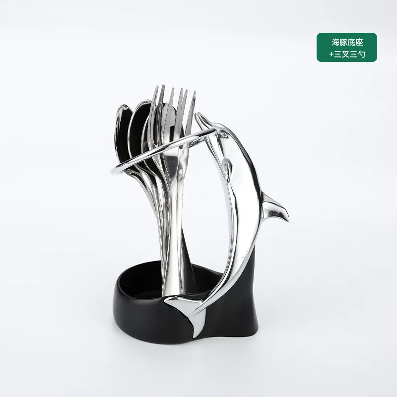 

Creative dolphin zinc alloy fork spoon cutlery seat stainless steel fruit fork coffee spoon