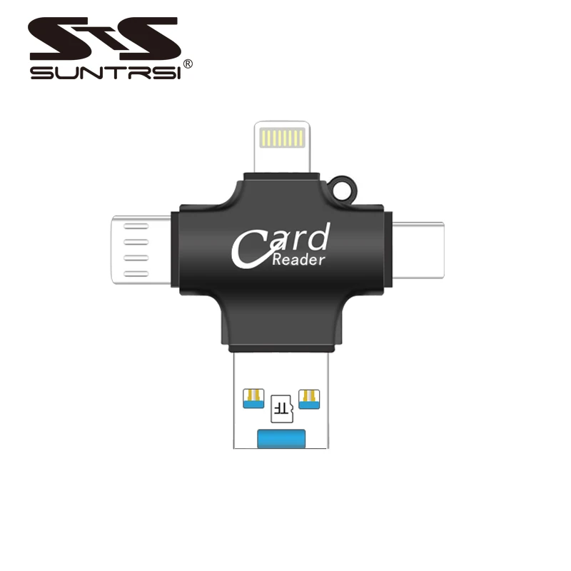 Suntrsi sd кард ридер 4 в 1 Micro TF для iPhone 6/7/8 Тип c OTG смарт телефона Бесплатная