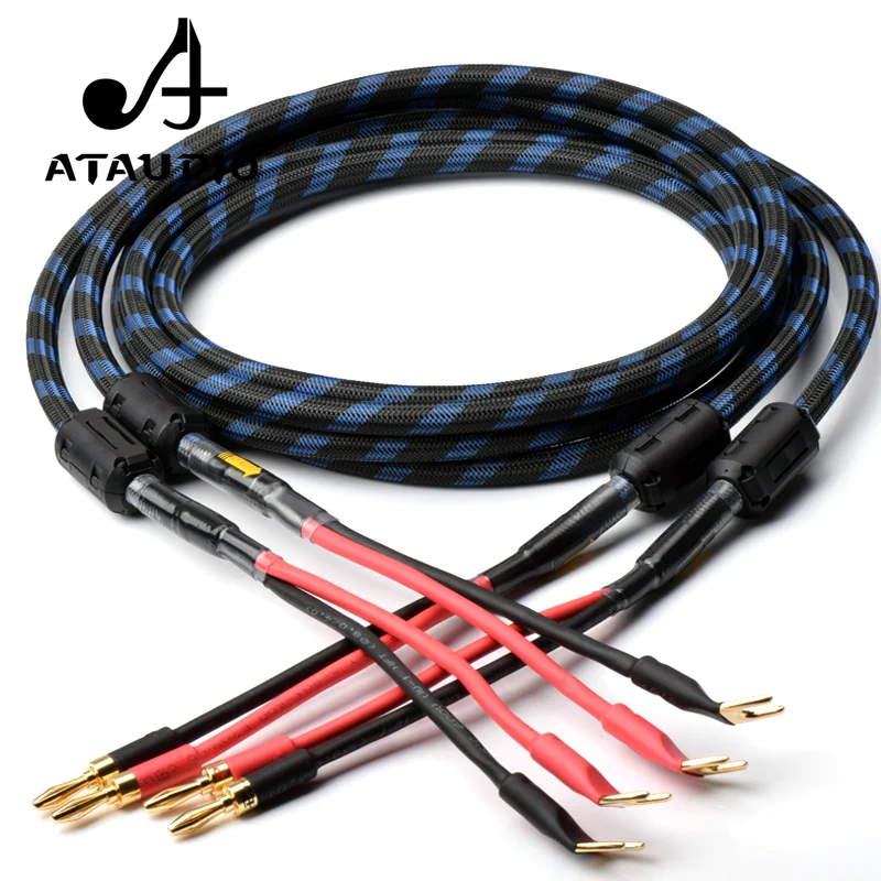 Одна пара ATAUDIO hifi кабель для динамика высокого качества 6n OFC провод с банановым